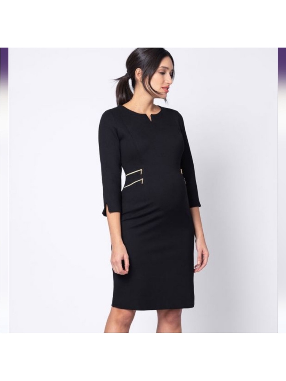 Seraphine Maternity Audrey Dress with Gold Zipper Detail